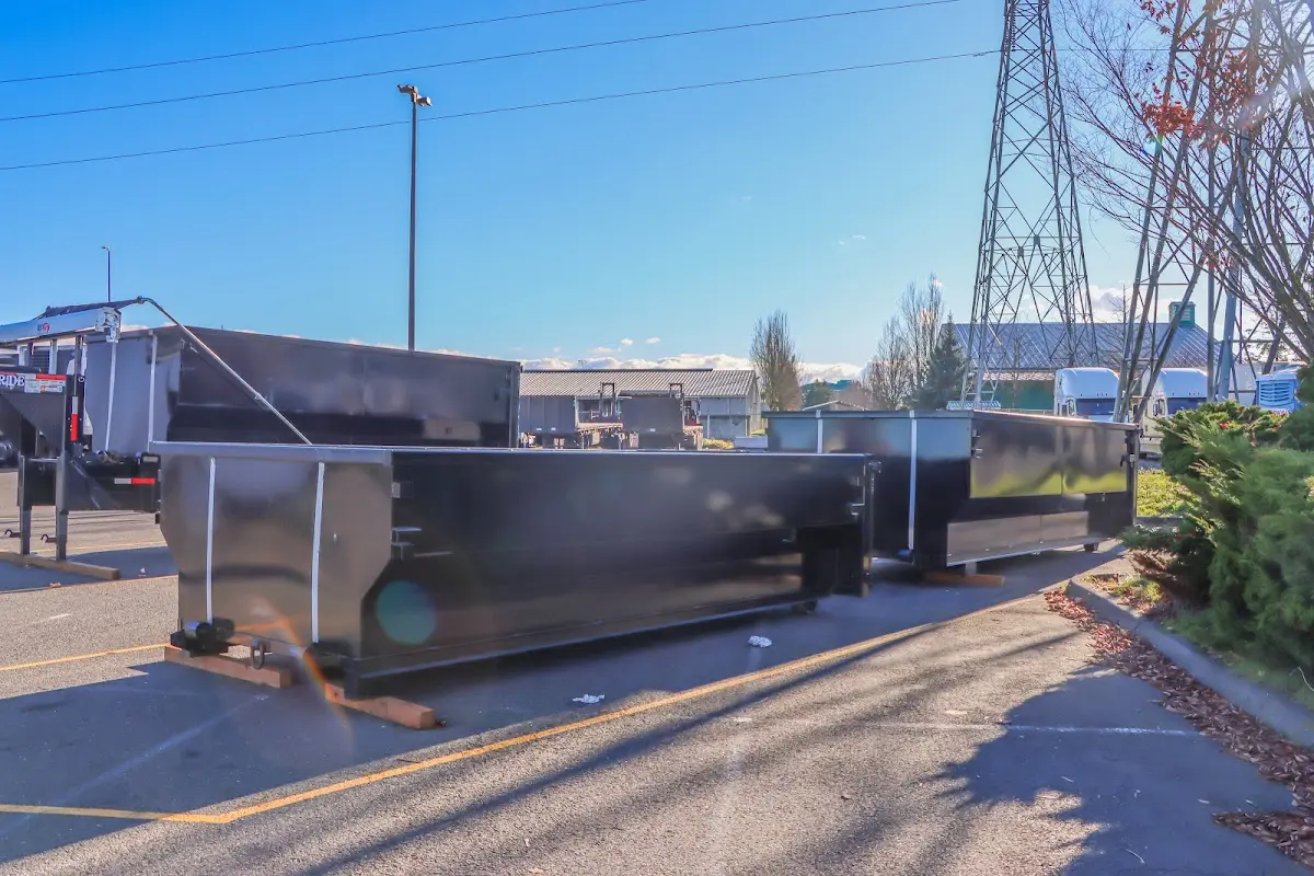 Roll-off dumpster ready for waste disposal at job site for 4 Yard Dumpster Rental in Hackensack